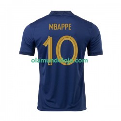 Camisola França Mbappé 10 Homem Equipamento Primeiro Copa do Mundo 2022 Manga Curta